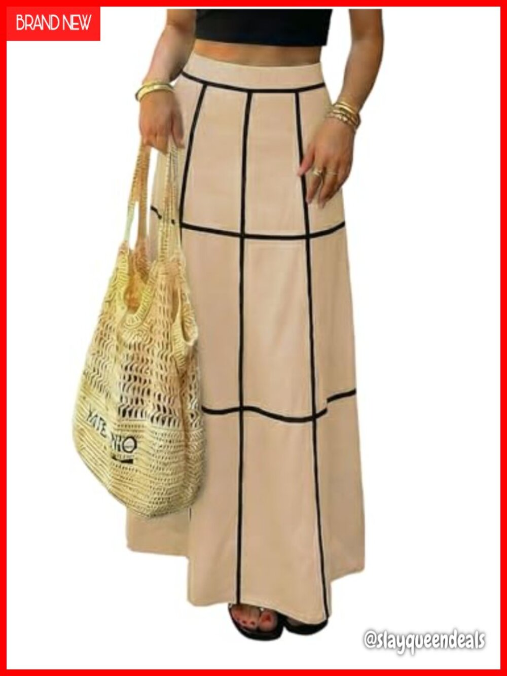 EXLURA Womens Boho Flowy Maxi Skirt A-Line Pockets